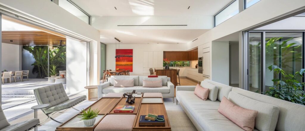 Adaptable open home layout with flexible furniture and spacious walkways in Florida