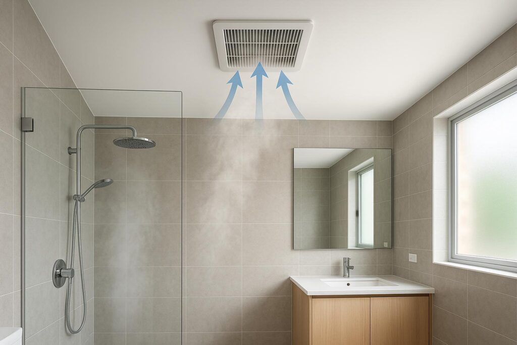 Bathroom exhaust fan helping control moisture and prevent mold in a Florida home