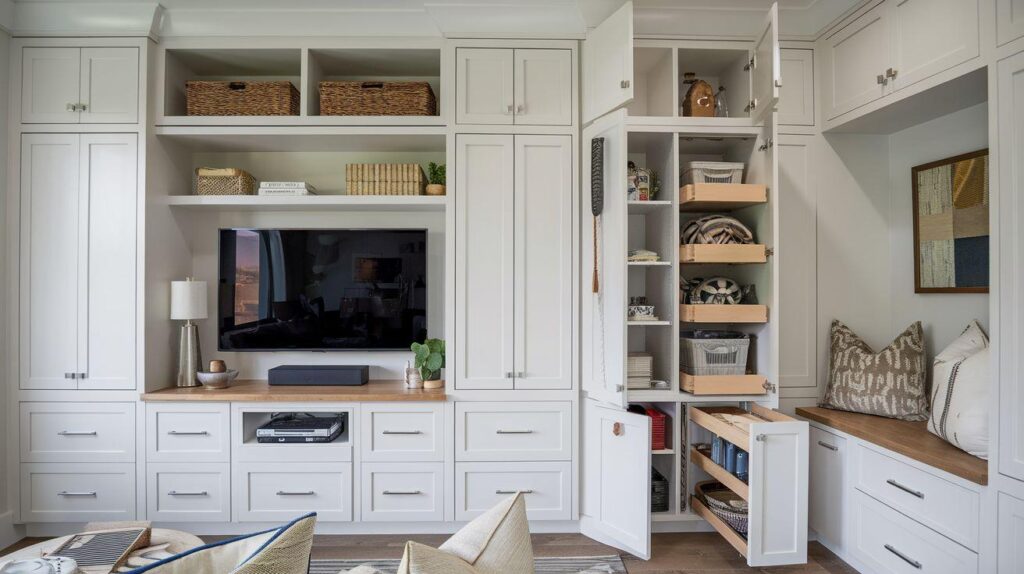 Modern Florida home with custom built-in storage and organized living space