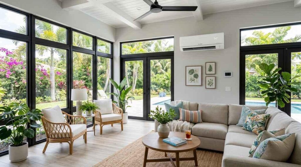 Modern Florida home interior designed for better indoor air quality and moisture control