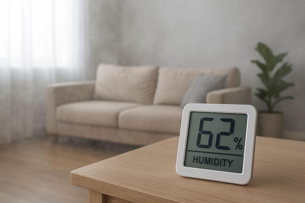 Digital humidity monitor helping a Florida homeowner manage indoor moisture levels