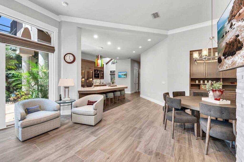 Stylish low-maintenance modern Florida home interior with durable materials