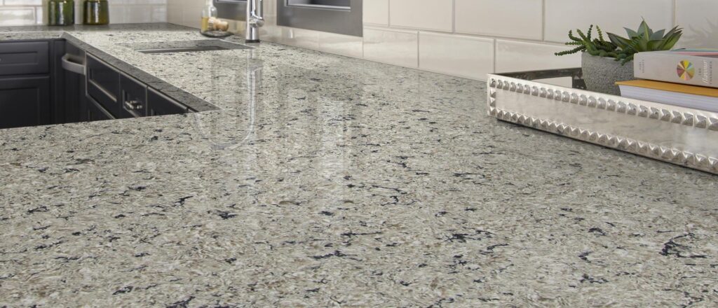 Modern quartz kitchen countertops with a polished finish and durable surface.